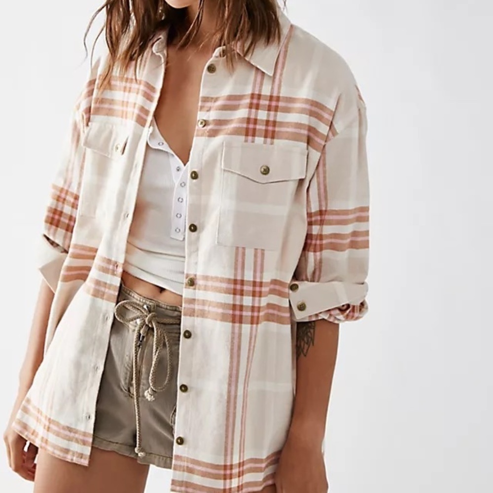 EUC Spell & the Gypsy Collective Musk Basecamp Flannel Botton Down Top Size S